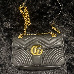 Black GG Quilted Shoulder Bag